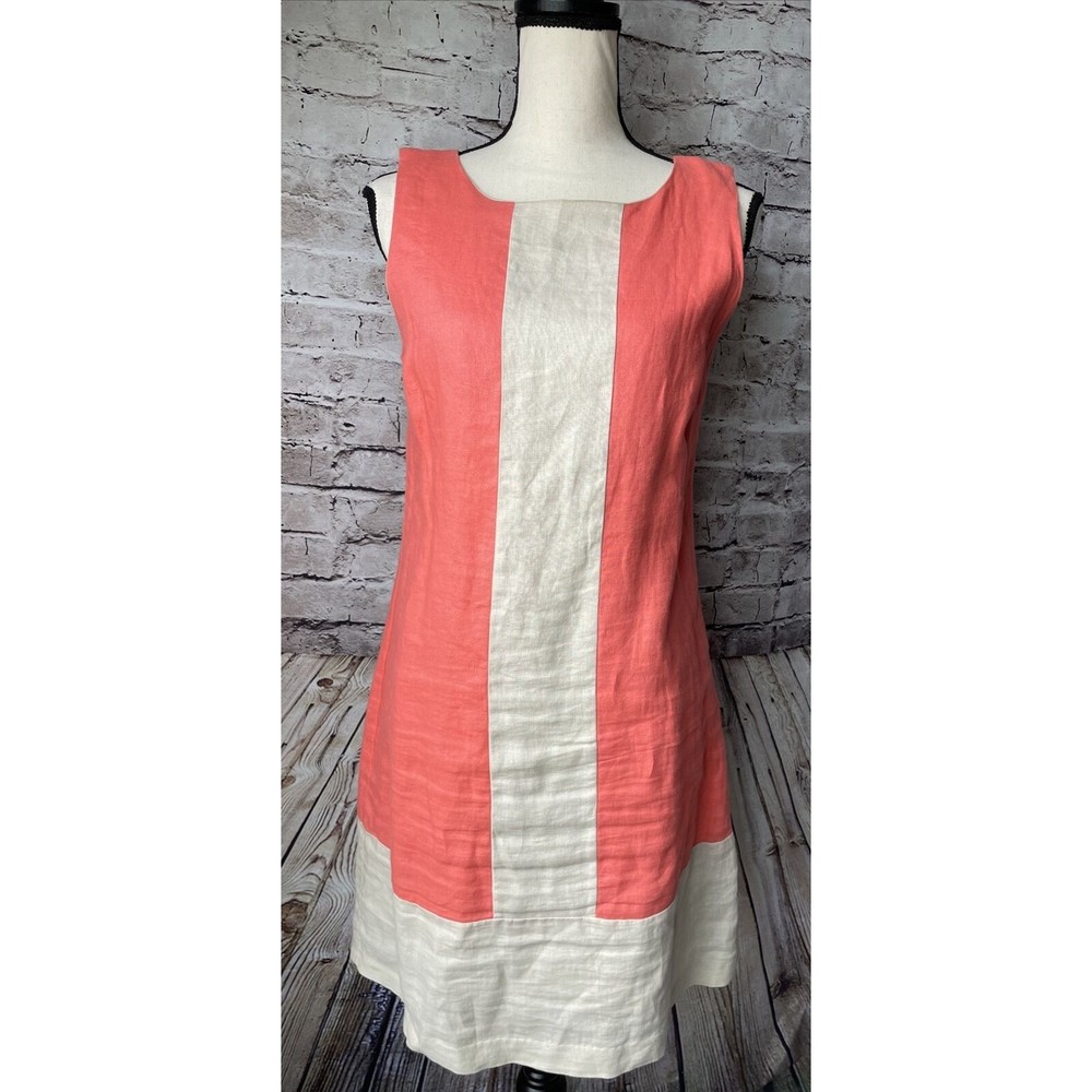 Kenar Coral and Cream Sleeveless Dress